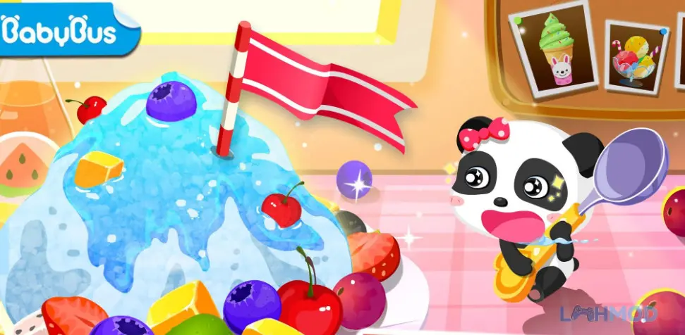 Ảnh 2 của Tải Baby Pandas Ice Cream Shop Apk 9.70.79.03 cho Android iOs Bé gấu trúc Myô Myô đang làm kem cho khách hàng