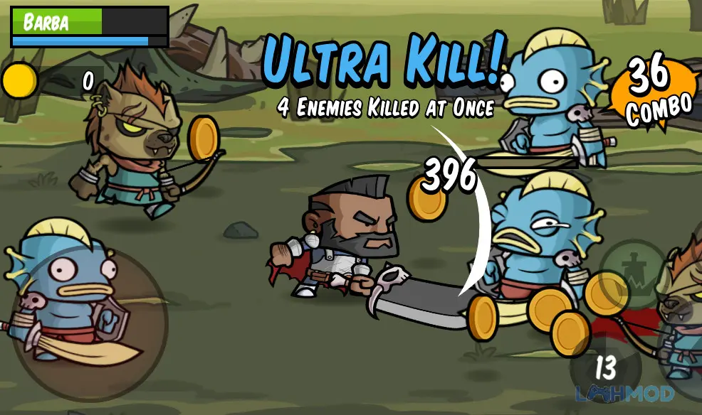 Ảnh 2 của Tải Battle Hunger Mod Apk 1.1.0 (Vô Hạn Tiền, No Ads) cho Android iOs Anh hùng sử dụng kỹ năng đặc biệt trong một trận chiến nảy lửa