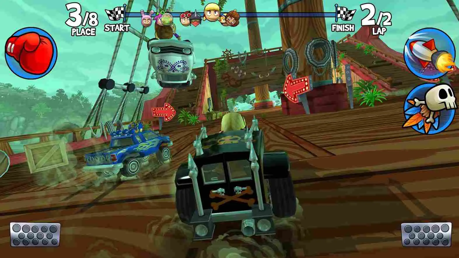 Ảnh 2 của Beach Buggy Racing 2 Mod APK 2023.04.18 (Menu, Vô Hạn Tiền) Cảnh xe đua sử dụng vật phẩm trong Beach Buggy Racing 2 Mod