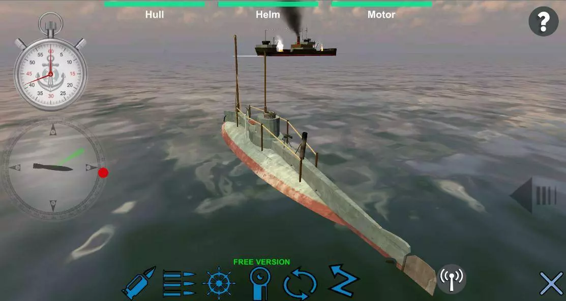 Ảnh 2 của Tải game Black Sea Hunter Mod APK 1.55 (Mua sắm miễn phí) Giao diện điều khiển tàu ngầm trong Black Sea Hunter Mod
