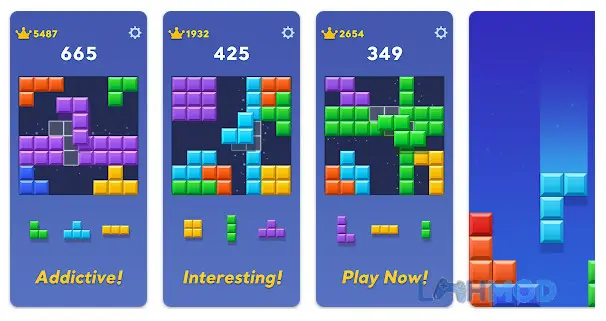 Ảnh 2 của Tải Block Blast Adventure Master Mod Apk v8.5.2 (Không quảng cáo) cho Android iOs Giao diện chơi của Block Blast Adventure Master Mod với các khối đầy màu sắc