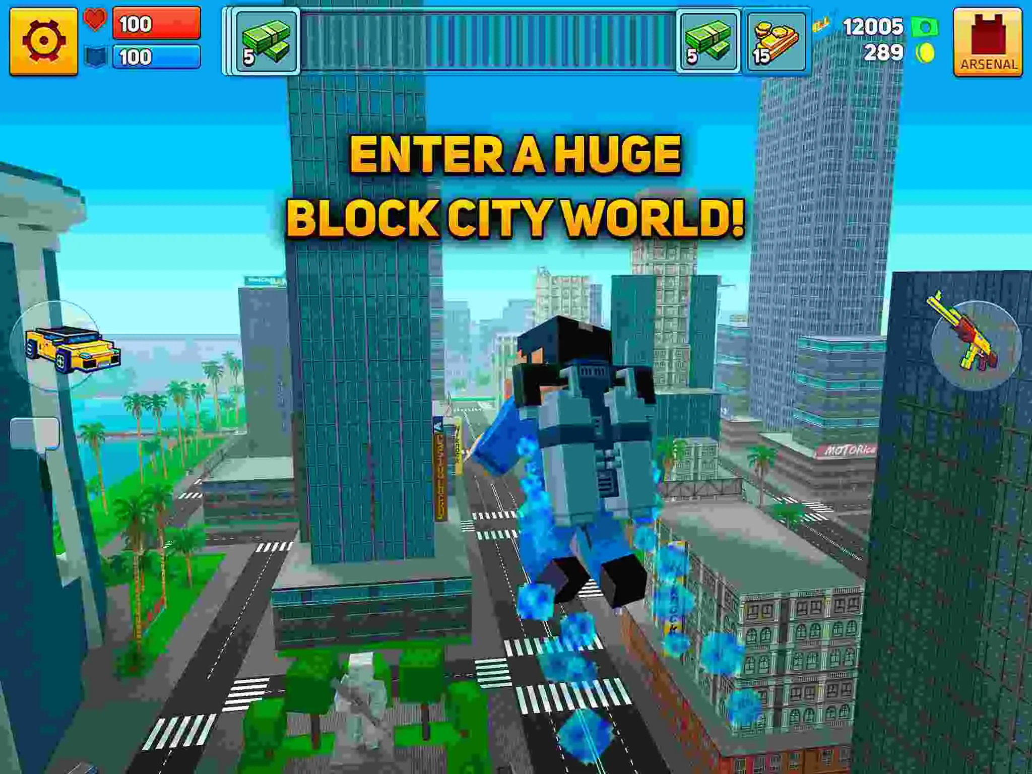 Ảnh 2 của Block City Wars Mod APK 7.2.3 (Menu, Shopping, Tiền, Money) Alt text mô tả cảnh chiến đấu ác liệt giữa cảnh sát và người chơi trong Block City Wars