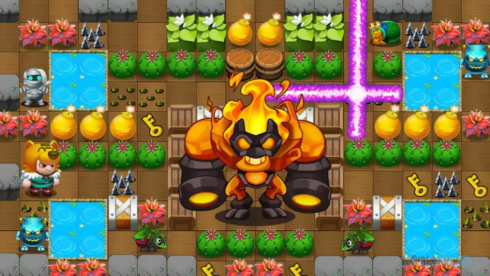 Ảnh 2 của Tải Bomb Man Legend Mod Apk v1.33.4 (Full Vàng) cho Android iOs Một cảnh quay cận cảnh trong game Bomb Man Legend, hiển thị các khối và nhân vật