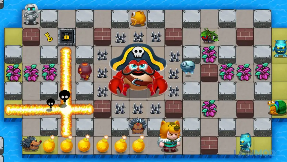 Ảnh 4 của Tải Bomb Man Legend Mod Apk v1.33.4 (Full Vàng) cho Android iOs Cảnh chơi game Bomb Man Legend với nhiều hiệu ứng và hành động