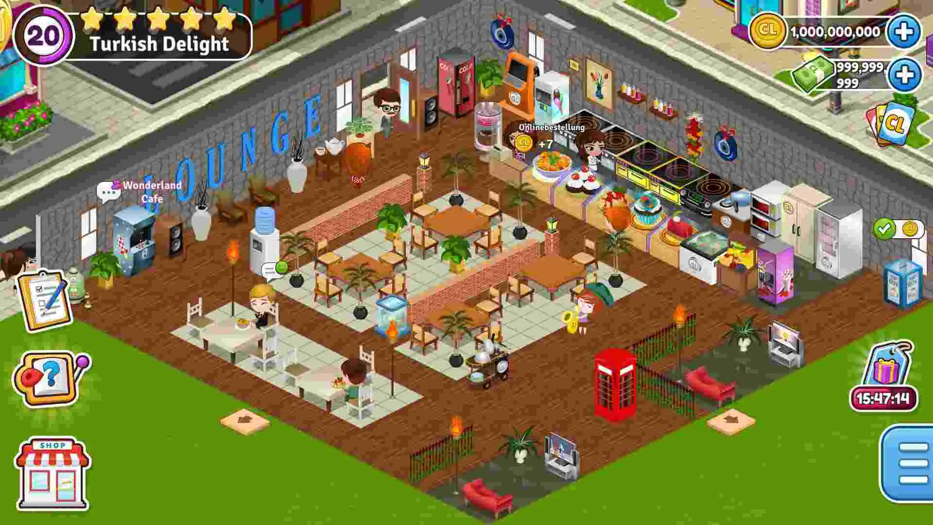 Ảnh 2 của Tải Cafeland – World Kitchen Mod APK 2.2.97 (Menu, Vô Hạn Tiền) Giao diện quản lý nhà hàng trong Cafeland World Kitchen Mod