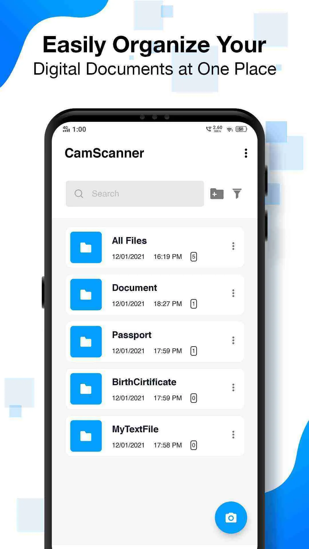 Ảnh 3 của Tải ứng dụng CamScanner Mod APK 6.37.0.2303200000 (Mở Khóa Premium) Giao diện chính của CamScanner với các tài liệu đã quét