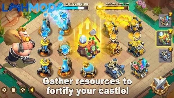 Ảnh 2 của Castle Clash: World Ruler APK 3.2.3 cho Android iOS Giao diện quản lý tài nguyên và anh hùng