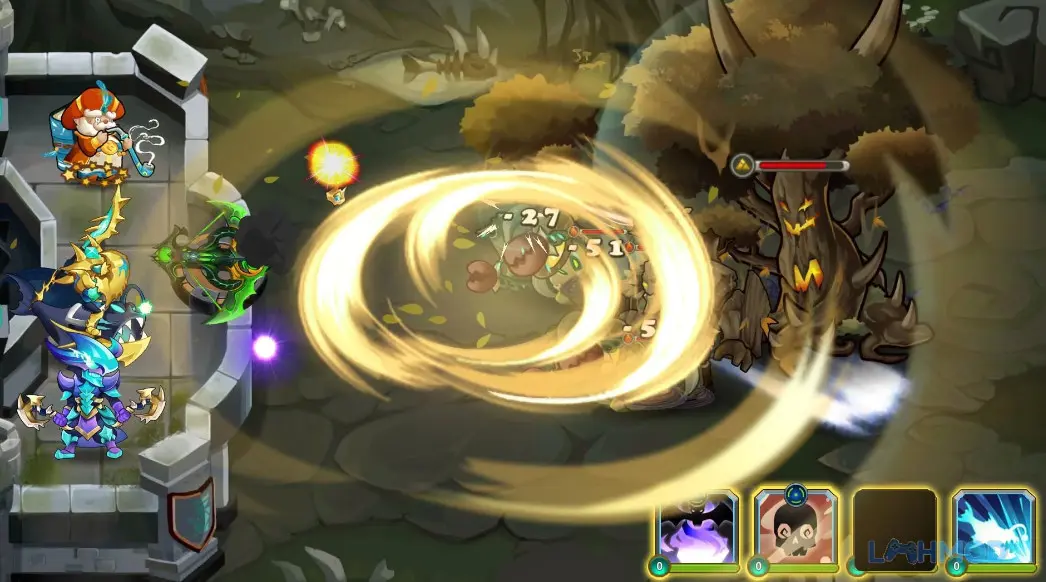 Ảnh 2 của Tải Castle Defender Mod Apk 2.0.3 (Vô Hạn Tiền) cho Android iOs Giao diện lựa chọn anh hùng hoặc nâng cấp trong Castle Defender