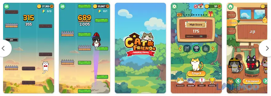 Ảnh 3 của Tải Cat Friends Jumping Away Mod Apk 1.0.12 (Vô hạn tiền) cho Android iOs Chú mèo đeo phụ kiện vui nhộn đang chuẩn bị nhảy