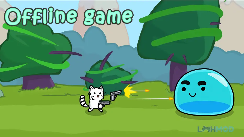 Ảnh 3 của Tải Cat Shoot War Mod Apk 47M (Vô Hạn Tiền) cho Android iOs Mèo ninja sử dụng vũ khí tương lai chống lại robot