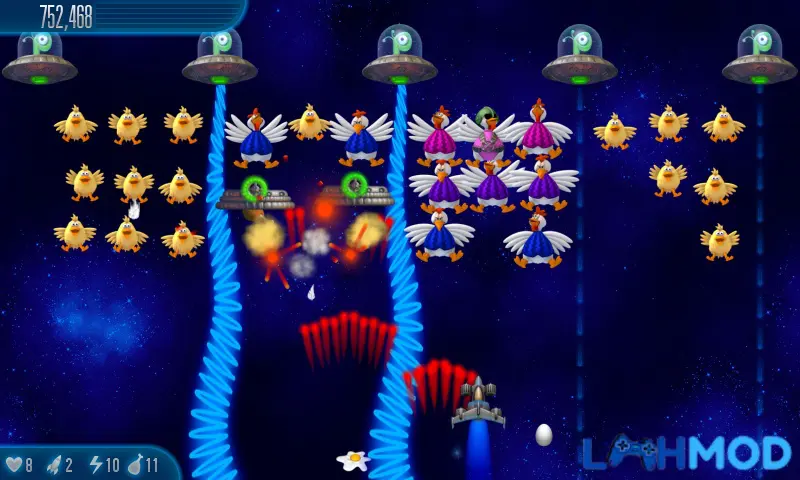 Ảnh 4 của Tải Chicken Invaders 5 MOD Apk 1.30 (Mở khóa) Nhiều tên lửa hỗ trợ và cánh gà trong Chicken Invaders 5