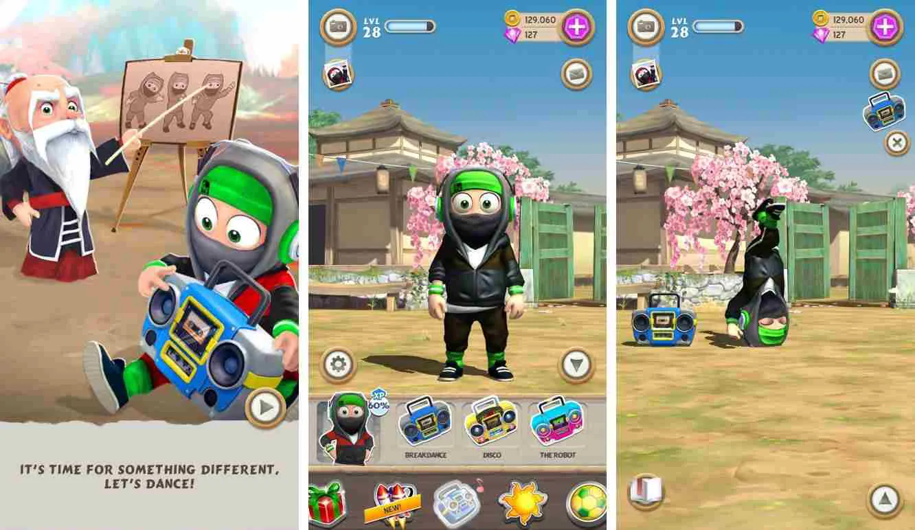 Ảnh 3 của Clumsy Ninja Mod APK 1.33.2 (Vô Hạn Tiền) Clumsy Ninja đang tập luyện với hình nhân