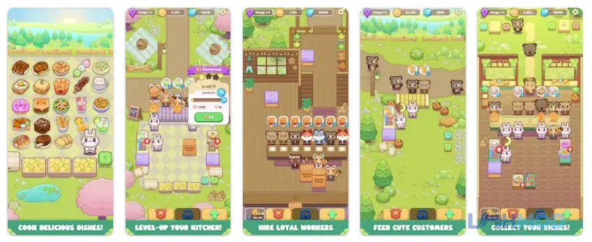Ảnh 3 của Tải Cozy Cafe Animal Restaurant Mod Apk 1.0.0 (Vô Hạn Tiền) cho Android iOs Nâng cấp trạm thực phẩm trong Cozy Cafe Animal Restaurant