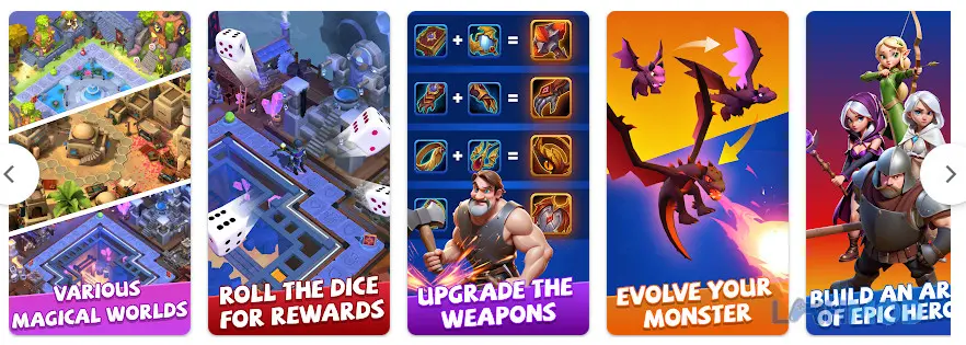 Ảnh 2 của Tải Dice Hero Mod Apk 1.0.3 (Menu, Always Critical, God Mode) cho Android iOs Màn hình lựa chọn và nâng cấp nhân vật trong Dice Hero