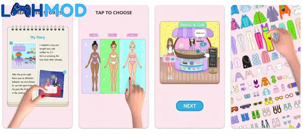 Ảnh 1 của DIY Paper Doll MOD APK 2.1.0.0 (Vô hạn tiền) Android iOS Giao diện chọn trang phục cho búp bê giấy trong DIY Paper Doll