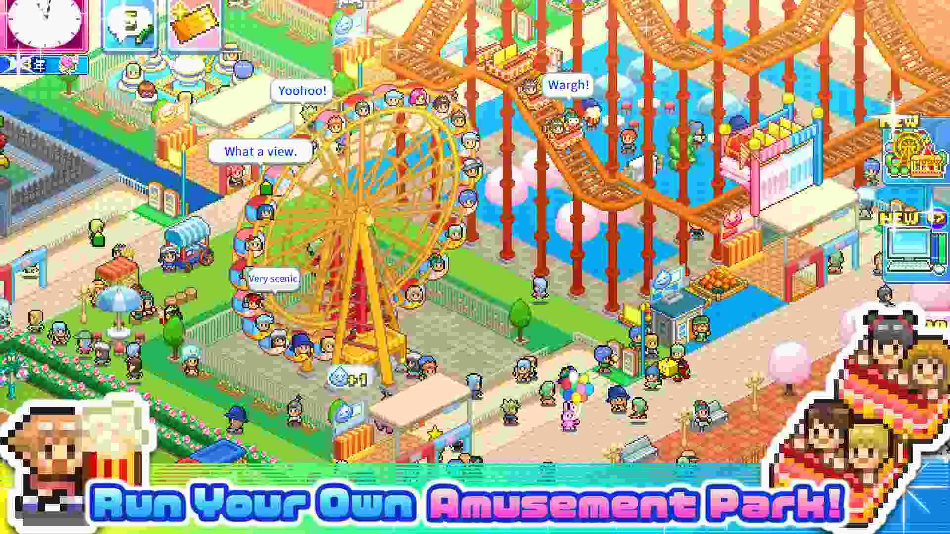 Ảnh 2 của Tải game Dream Park Story Mod APK 1.3.0 (Vô Hạn Tiền) Giao diện trò chơi mô phỏng Dream Park Story với các hoạt động xây dựng và quản lý