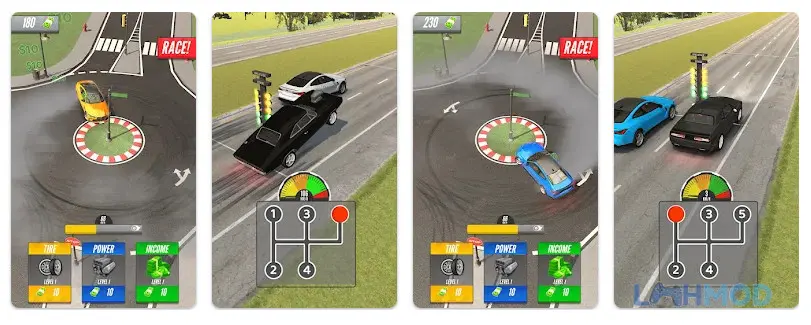Ảnh 4 của Tải Drift 2 Drag Apk 0.34 cho Android iOs Cận cảnh xe đua đang tăng tốc trên đường, thể hiện đồ họa chi tiết