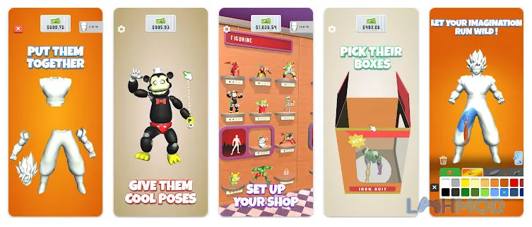 Ảnh 1 của Tải Figurine Art Mod Apk 0.1.76 (Vô Hạn Tiền) cho Android iOs Nhiều bức tượng nhân vật hoạt hình đã hoàn thành với màu sắc rực rỡ trong Figurine Art Mod