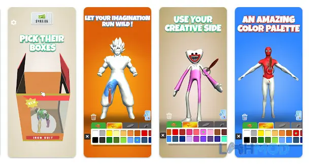 Ảnh 3 của Tải Figurine Art Mod Apk 0.1.76 (Vô Hạn Tiền) cho Android iOs Người chơi đang dùng cọ để tô màu cho một bức tượng hoạt hình trong game Figurine Art Mod