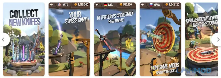 Ảnh 2 của Tải Flip Knife 3D Apk 1.0.3 cho Android iOs Giao diện chọn chế độ chơi Combo và Arcade