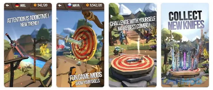 Ảnh 3 của Tải Flip Knife 3D Apk 1.0.3 cho Android iOs Bộ sưu tập dao đa dạng trong Flip Knife 3D