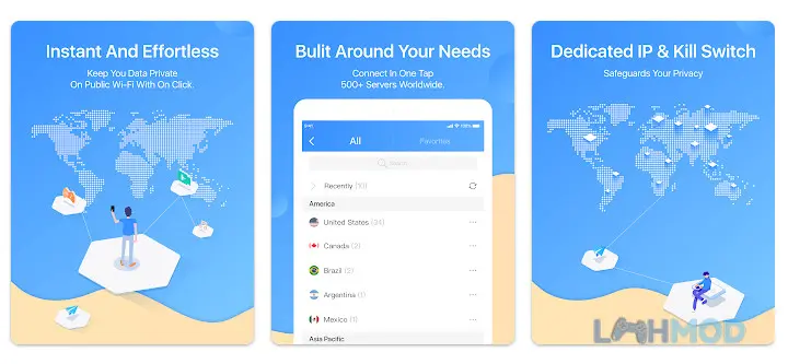 Ảnh 2 của Tải FlyVPN Mod Apk 6.5.3.5 (Mở khóa Premium) cho Android iOs Giao diện chọn máy chủ FlyVPN với danh sách quốc gia