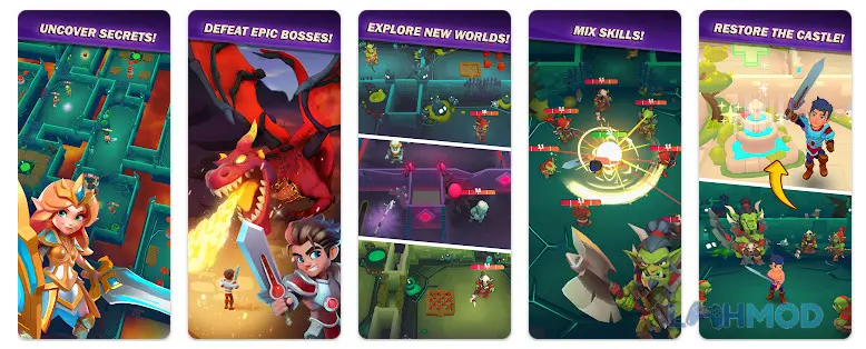 Ảnh 2 của Tải Great Dungeon Go Mod Apk 1.8.0 (Menu/Bất tử/Hệ số sát thương/Phòng thủ/Luôn Crit) cho Android iOs Giao diện khám phá ngục tối trong Great Dungeon Go