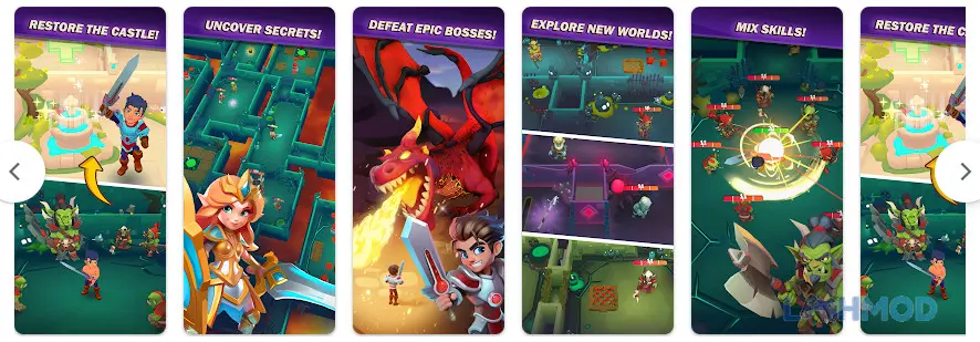 Ảnh 3 của Tải Great Dungeon Go Mod Apk 1.8.0 (Menu/Bất tử/Hệ số sát thương/Phòng thủ/Luôn Crit) cho Android iOs Anh hùng chiến đấu với quái vật trong Great Dungeon Go