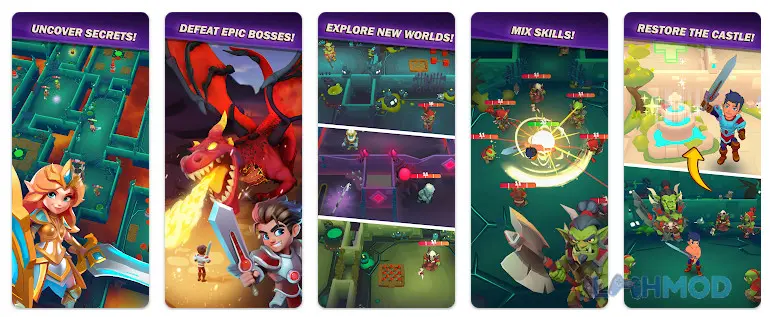 Ảnh 4 của Tải Great Dungeon Go Mod Apk 1.8.0 (Menu/Bất tử/Hệ số sát thương/Phòng thủ/Luôn Crit) cho Android iOs Giao diện nâng cấp nhân vật trong Great Dungeon Go