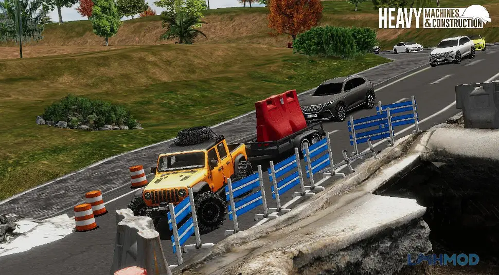 Ảnh 2 của Tải Heavy Machines Construction Mod Apk 1.0.3 (Vô Hạn Tiền) cho Android iOs Cảnh công trường với nhiều máy móc hạng nặng đang thi công