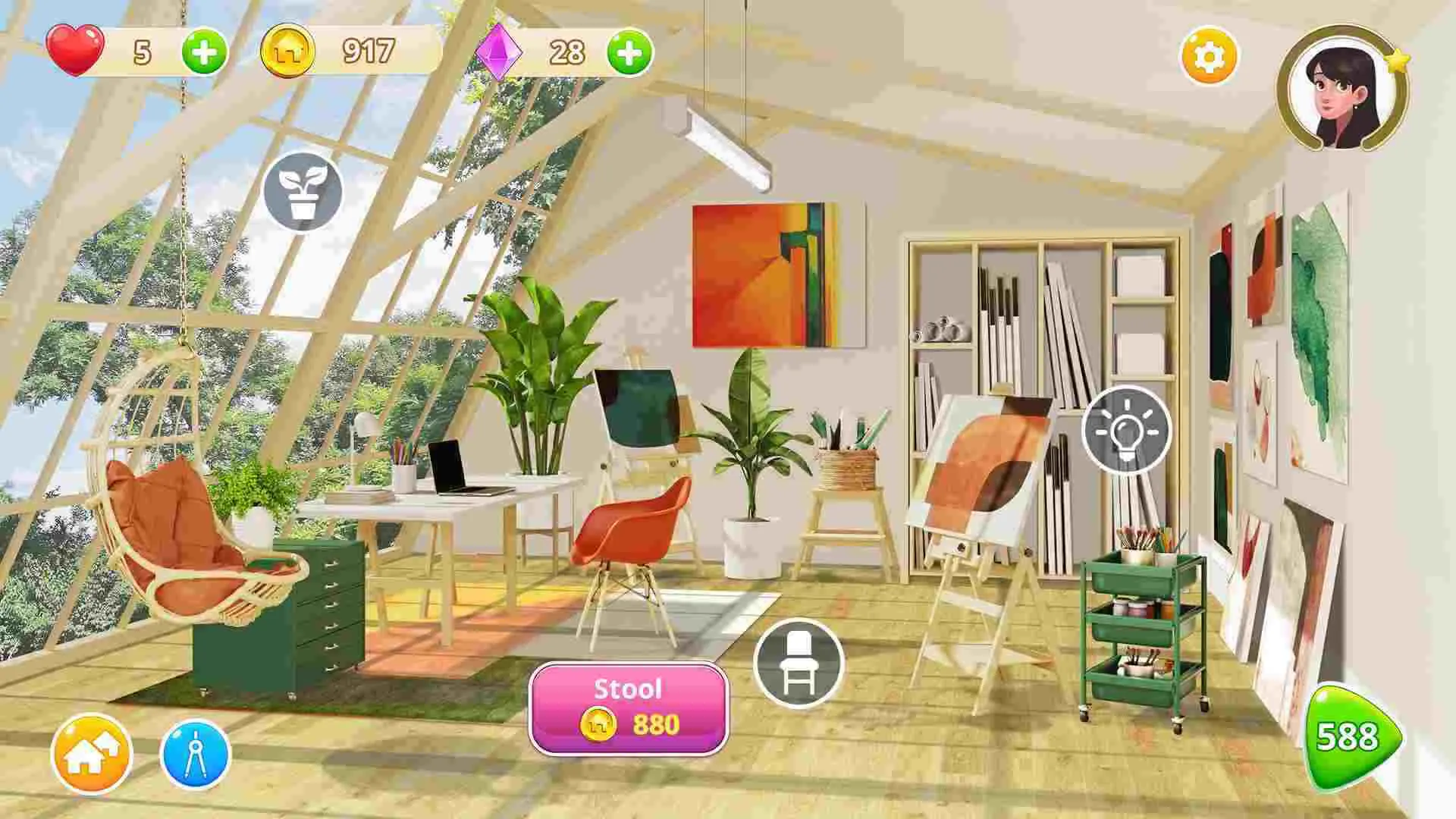 Ảnh 2 của Homecraft Home Design Game Mod APK 1.44.9 (Vô hạn tiền, lives) Góc phòng khách ấm cúng với lò sưởi và TV lớn