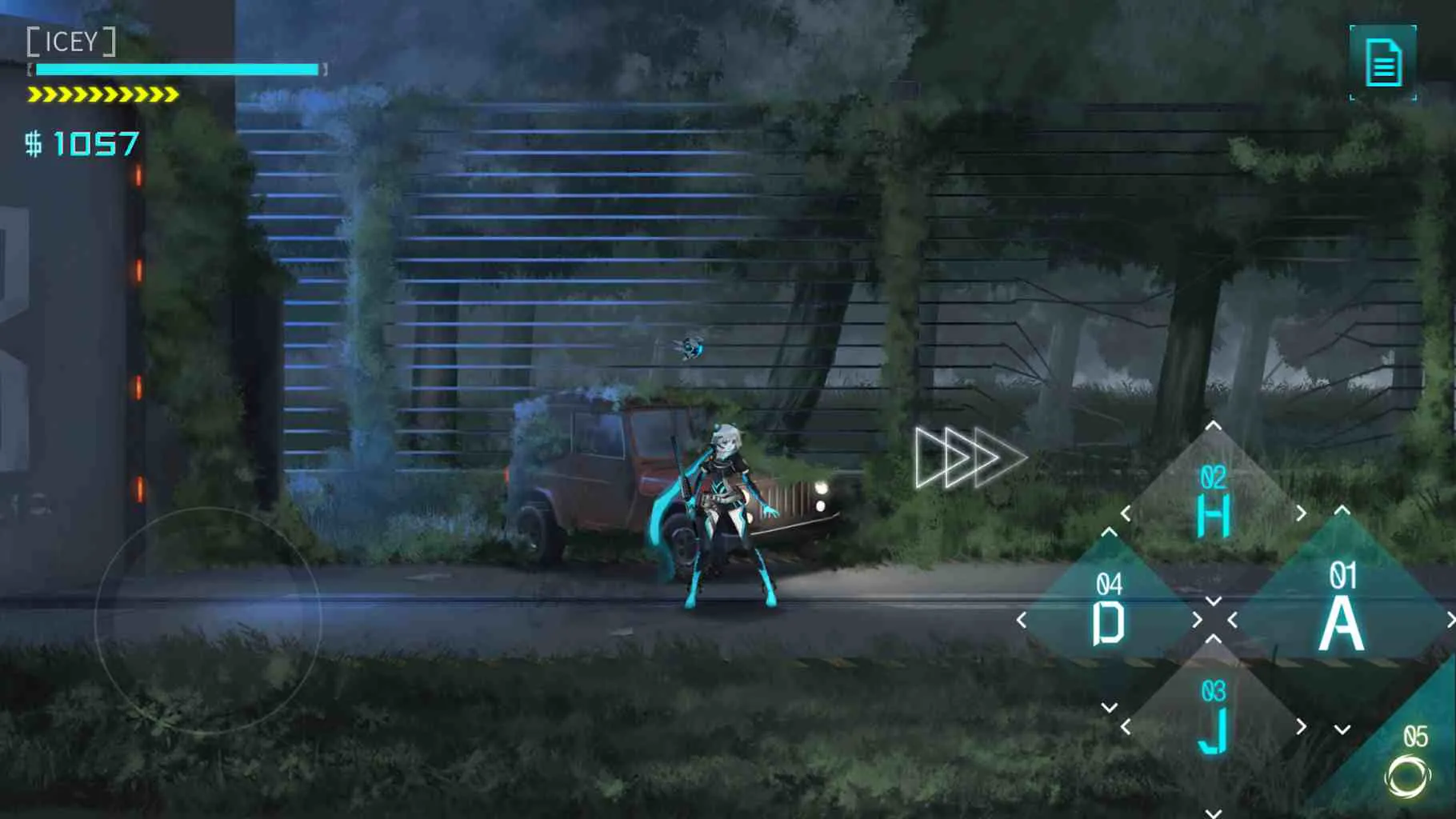 Ảnh 4 của Tải ICEY Mod APK 1.1.1 (Vô Hạn Tiền) ICEY chiến đấu chống lại một nhóm kẻ thù giữa không trung