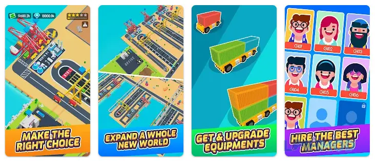 Ảnh 2 của Tải Idle Port Mod Apk 0.1 (Vô Hạn Tiền) cho Android iOs Chi tiết các khu vực cảng biển với hoạt động bốc dỡ hàng hóa