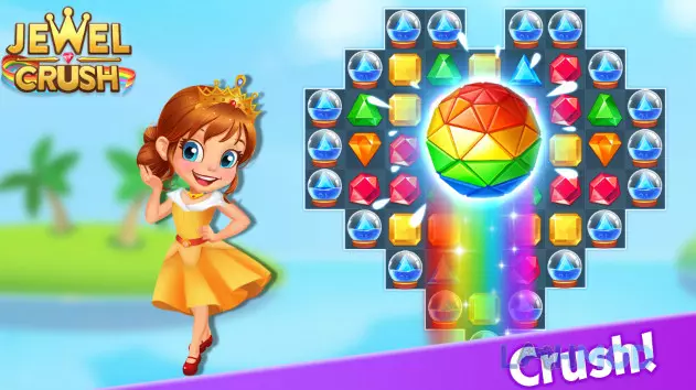 Ảnh 3 của Tải Jewel Crush Mod Apk 5.5.0 (Vô hạn tiền) cho Android iOs Giao diện chơi game Jewel Crush với nhiều viên đá quý