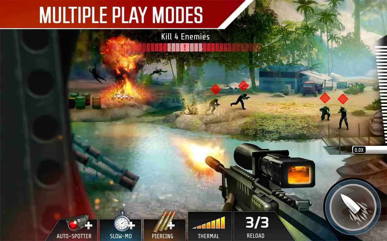 Ảnh 2 của Tải game Kill Shot Bravo Mod APK v12.7 (Vô Hạn Đạn, Năng lượng) Tay súng trong Kill Shot Bravo Mod đang ngắm mục tiêu