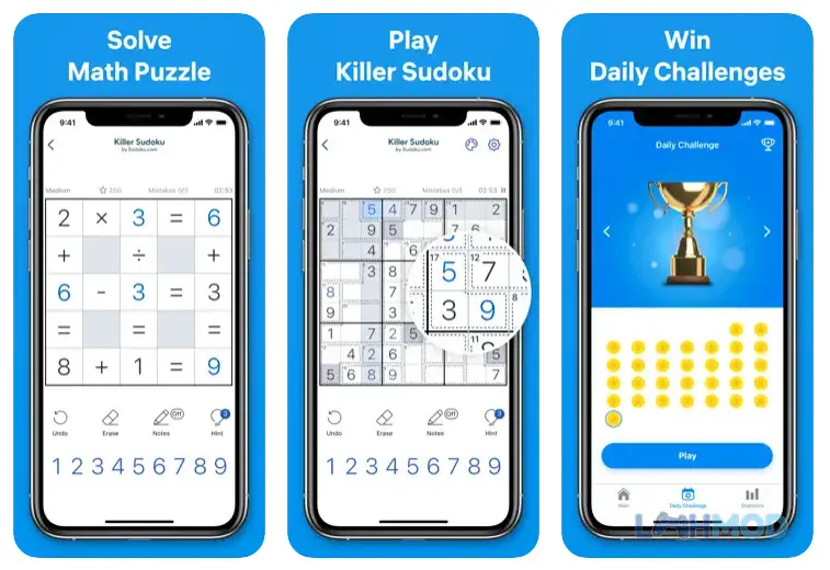Ảnh 2 của Tải game Killer Sudoku by Sudoku.com Apk 3.1.0 cho Android iOs Giao diện chơi game Killer Sudoku by Sudoku.com với các ô số