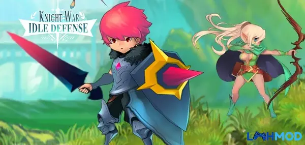 Ảnh 1 của Tải Knight War 2 Mod Apk 0.9.3 (Vô hạn vàng, kim cương) Android Cảnh chiến đấu kịch tính trong Knight War 2 Mod với các anh hùng đang bảo vệ lâu đài