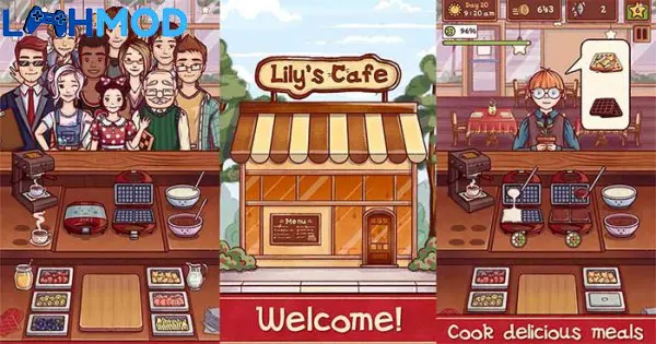 Ảnh 2 của Lily’s Café MOD APK 0.365 (Vô hạn tiền) Android iOS Lily đang chuẩn bị đồ uống cho khách hàng trong quán cà phê