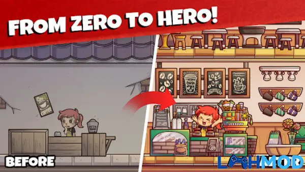 Ảnh 3 của Lily’s Café MOD APK 0.365 (Vô hạn tiền) Android iOS Bên trong quán cà phê với thiết kế nội thất ấm áp và hiện đại
