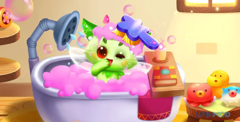 Ảnh 3 của Tải Little Pandas Pet Cat World Apk 9.69.51.14 cho Android iOs Người chơi đang tương tác và cho mèo cưng ăn trong Little Panda’s Pet Cat World