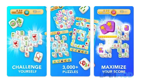 Ảnh 2 của Mahjong Jigsaw Puzzle Game Mod Apk v61.4.0 (Vô hạn tiền) Android Giao diện chơi Mahjong Jigsaw Puzzle với các quân bài mạt chược được xếp thành nhiều hình dạng phức tạp