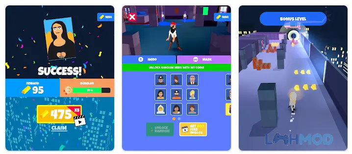 Ảnh 4 của Tải Master Thief Apk 1.4.15 cho Android iOs Tên trộm đang cầm một bức tranh nổi tiếng, hoàn thành phi vụ trong Master Thief