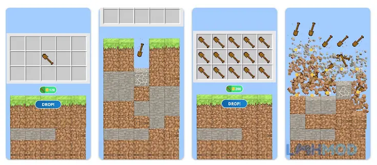 Ảnh 2 của Tải Merge Miners Mod Apk 1.5.1 (Vô Hạn Tiền) cho Android iOs Alt text mô tả giao diện game Merge Miners với nhiều công cụ và kho báu