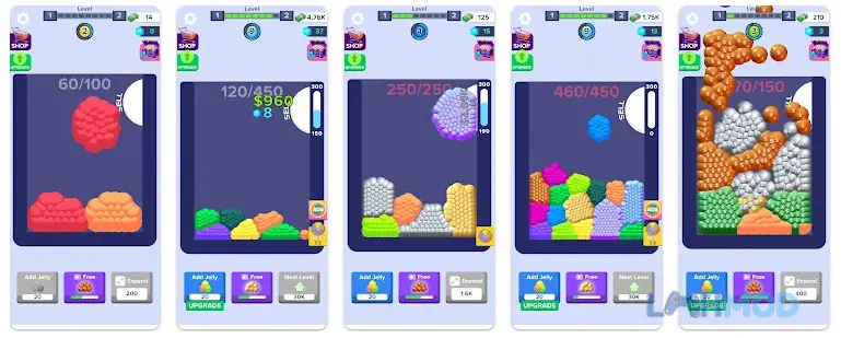 Ảnh 2 của Tải Merge the Jelly Apk 1.7.2 cho Android iOs Giao diện chơi game với nhiều viên thạch đang chờ được hợp nhất