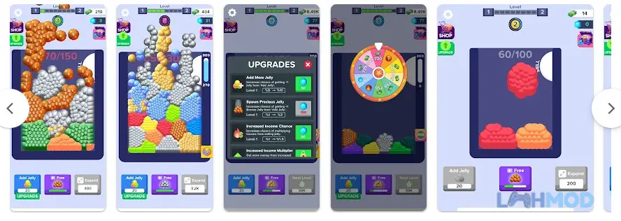 Ảnh 3 của Tải Merge the Jelly Apk 1.7.2 cho Android iOs Giao diện với các ô để hợp nhất thạch, thể hiện chiến lược chơi