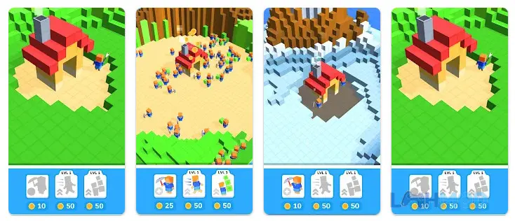 Ảnh 2 của Tải Minecube Idle Mod Apk 0.4.0 (Vô Hạn Tiền) cho Android iOs Người chơi điều khiển đội quân thợ mỏ khai thác đá quý