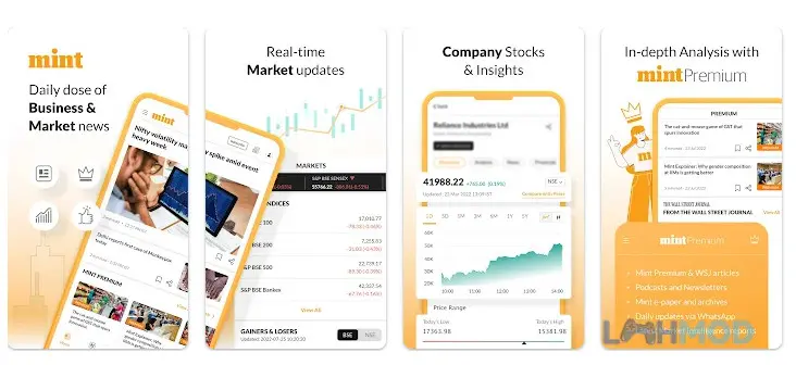 Ảnh 1 của Tải ứng dụng Mint-Business Market News Mod Apk 5.1.9 (Subscribed) cho Android iOs Một đồ thị tài chính đang hiển thị các xu hướng và chỉ số thị trường