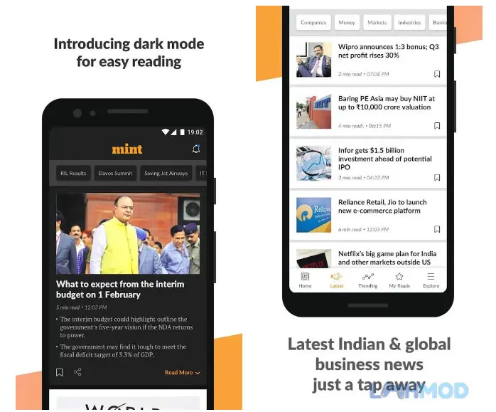 Ảnh 3 của Tải ứng dụng Mint-Business Market News Mod Apk 5.1.9 (Subscribed) cho Android iOs Người đang sử dụng điện thoại để xem tin tức tài chính trên ứng dụng Mint
