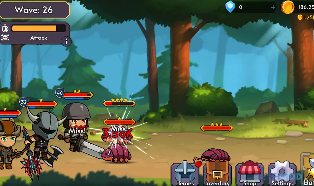 Ảnh 2 của Tải Mobile Heroes Mod Apk 1.98 (Vô Hạn Tiền) cho Android iOs Giao diện chọn tướng và sắp xếp đội hình trong Mobile Heroes