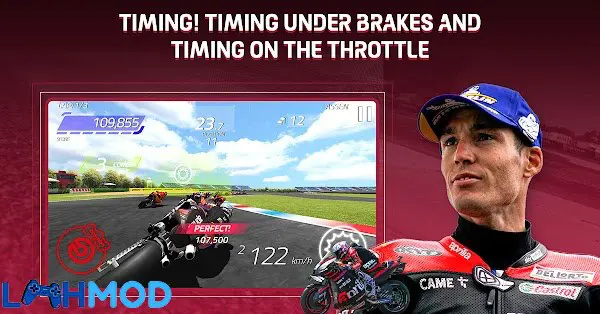 Ảnh 2 của Tải MotoGP Racing ’22 APK 8.0.8 cho Android iOS Tay đua chuyên nghiệp đang nghiêng xe vào cua gấp trên đường đua